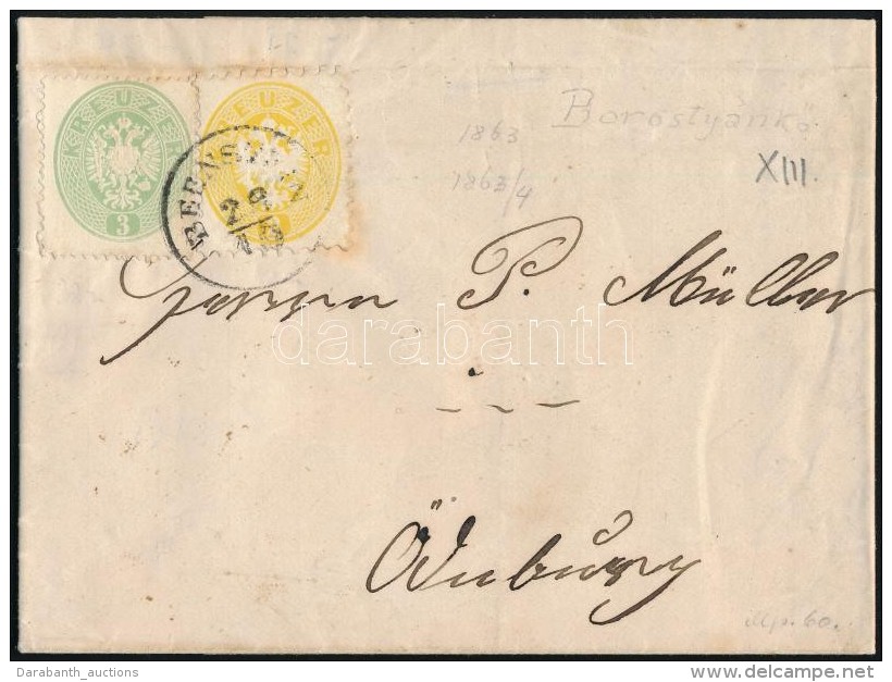 1863 3kr + 1864 2kr Vegyes B&eacute;rmentes&iacute;t&eacute;s Lev&eacute;len / Mixed Franking On Cover 'BERNSEIN' -... - Autres & Non Classés