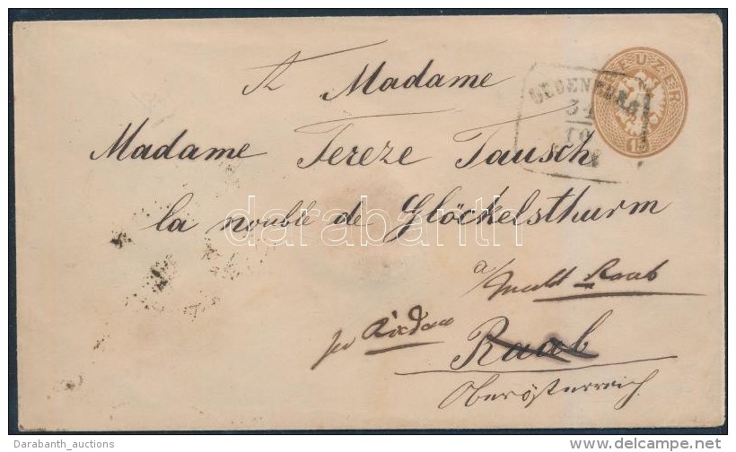 1863 15kr D&iacute;jjeges Bor&iacute;t&eacute;k / PS-cover 'OEDENBURG' - 'RAAB' (GyÅ‘r) Tov&aacute;bbk&uuml;ldve /... - Otros & Sin Clasificación