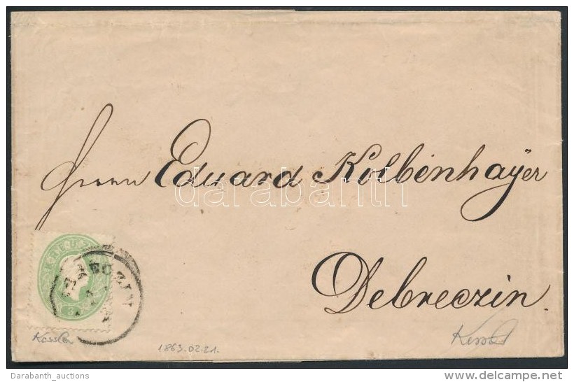1863 3kr Helyi Lev&eacute;len / On Local Cover 'DEBRECZIN' Signed: Kessler - Otros & Sin Clasificación