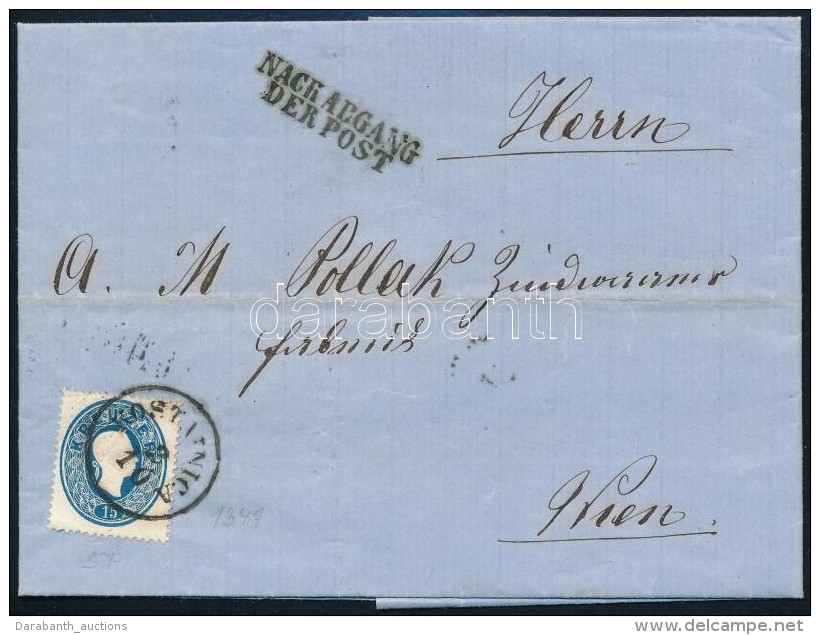 1862 15kr Lev&eacute;len / On Cover 'KOSTAINICA' - 'SISSEK Bahnhof' - 'WIEN' - Autres & Non Classés