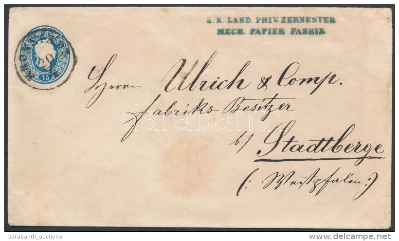 1861 15kr D&iacute;jjegyes Bor&iacute;t&eacute;k N&eacute;metorsz&aacute;gba / PS-cover To Germany 'KRONSTADT' - Autres & Non Classés
