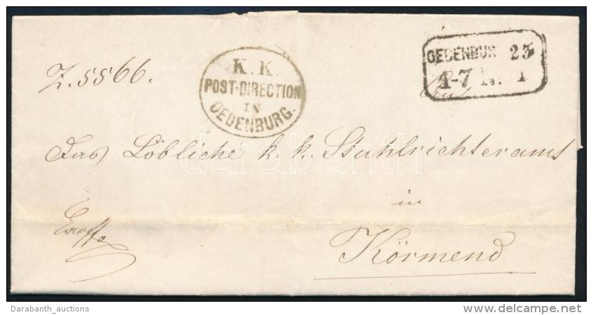 1861 Ex Offo 'OEDENBURG' + 'K.K. POST-DIRECTION IN OEDENBURG' - K&ouml;rmend - Autres & Non Classés