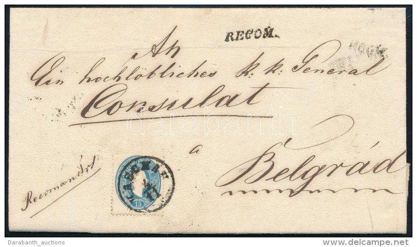 ~1861 Aj&aacute;nlott Lev&eacute;l Belgr&aacute;dba 15kr + 10kr (a H&aacute;toldalon, Hi&aacute;nyos)... - Otros & Sin Clasificación