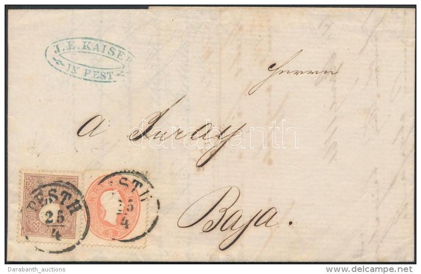 1861 1858 10kr + 1861 5kr Vegyes B&eacute;rmentes&iacute;t&eacute;s Lev&eacute;len /  Mixed Franking On Cover... - Otros & Sin Clasificación