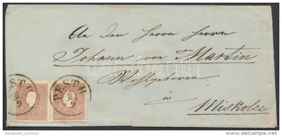 1859-1861 2 X 10kr Lev&eacute;len / On Cover 'PESTH' - 'MISKOLCZ' - Autres & Non Classés