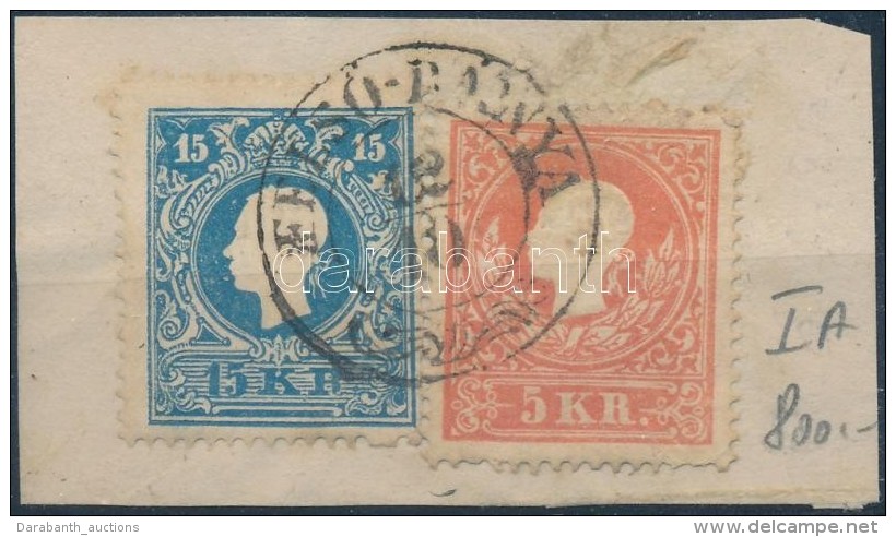 1858 15kr I. + 5kr I. Kiv&aacute;g&aacute;son / On Cutting 'FELSÅ-B&Aacute;NYA' (Gudlin 200 P) - Otros & Sin Clasificación