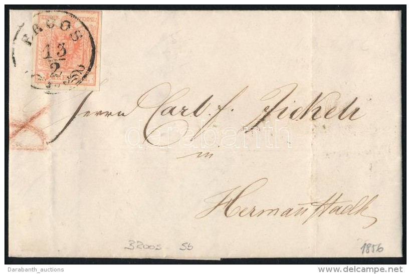 1856 3kr Lev&eacute;len / On Cover 'BROOS' - 'HERRMANNSTADT' - Otros & Sin Clasificación