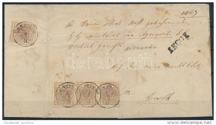 1855 3 X 6kr MP &eacute;s 6kr Aj&aacute;nlott Lev&eacute;len / On Registered Cover 'VESZPR&Eacute;M' - Pesth - Otros & Sin Clasificación