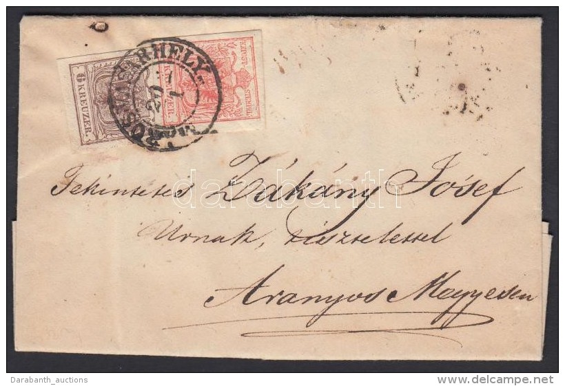 1855 3kr + 6kr Lev&eacute;len 'MAROS V&Aacute;S&Aacute;RHELY' - 'KLAUSENBURG' - 'GROSSWARDEIN' - 'ARANYOS-MEDGYES' - Otros & Sin Clasificación