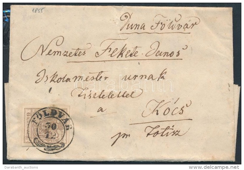 1855 6kr Lev&eacute;len / On Cover 'F&Ouml;LDV&Aacute;R' - 'PESTH' - 'TOTIS' - K&oacute;cs - Otros & Sin Clasificación