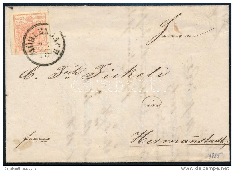 1855 3kr Lev&eacute;len / On Cover 'M&Uuml;HLENBACH' - 'HERRMANNSTADT' - Autres & Non Classés