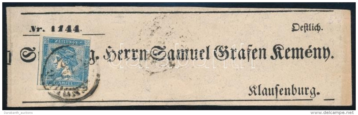 ~1851 H&iacute;rlapb&eacute;lyeg C&iacute;mszalagon / Newspaper Stamp On Wrapper '(KLAUS)ENBURG' Certificate:... - Otros & Sin Clasificación