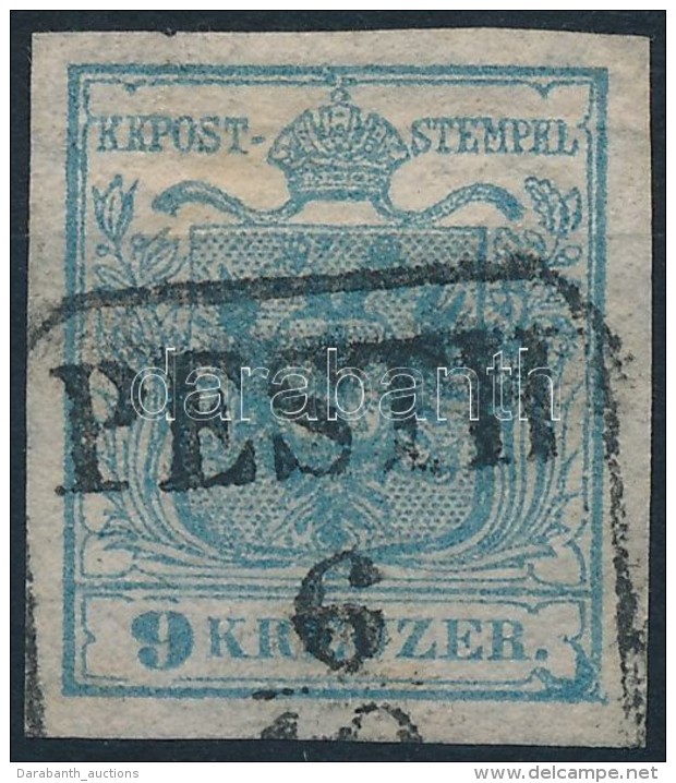 O 1850 9kr HP I. Sz&aacute;mos Nagy Lemezhib&aacute;val / With Plate Flaws 'PESTH' - Autres & Non Classés