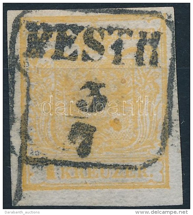 O 1850 1kr Nagy Sz&iacute;nes Ponttal / With Large Paint Spot 'PESTH' - Autres & Non Classés