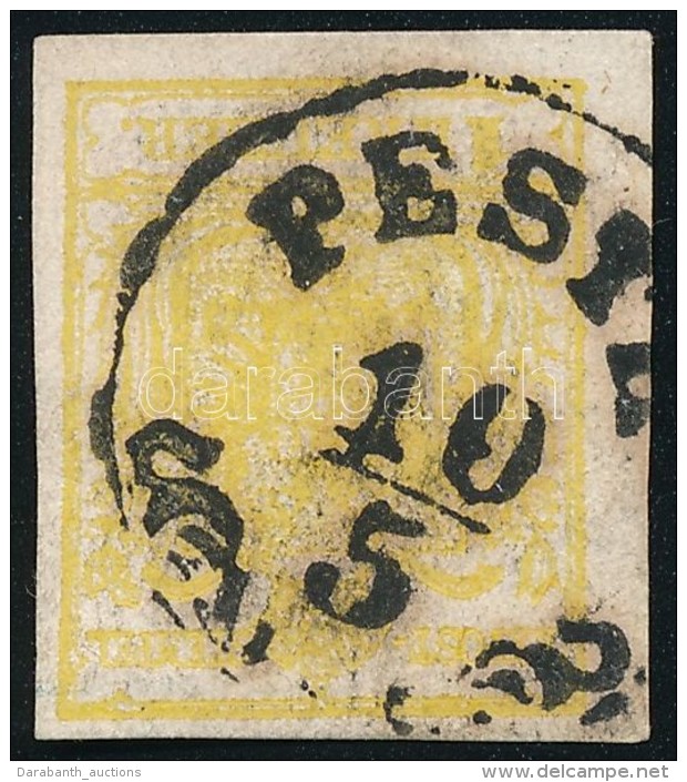 O 1850 1kr MP III. Citroms&aacute;rga / Yellow ,,PESTH' Certificate: Steiner - Autres & Non Classés