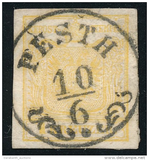 O 1850 1kr MP I. B Vil&aacute;gos Aranys&aacute;rga / Light Golden Yellow ,,PESTH' Certificate: Steiner - Autres & Non Classés