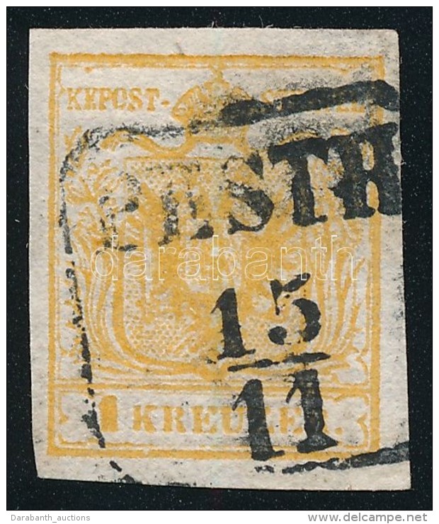 O 1850 1kr HP I.b Narancsokker / Orange Ochre ,,PESTH' Certificate: Steiner - Autres & Non Classés