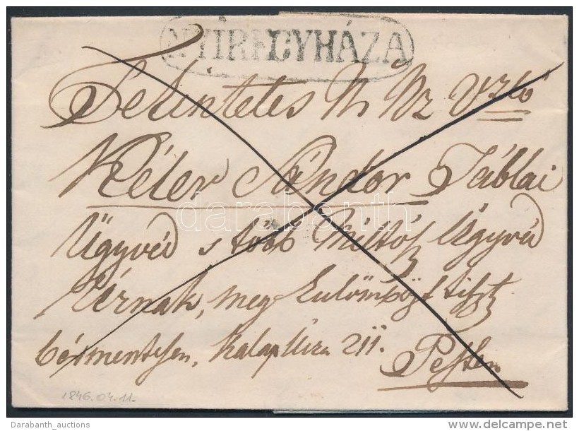 1846 Franco Lev&eacute;l Tartalommal / With Content 'NY&Iacute;REGYH&Aacute;ZA' - 'PESTH' - Other & Unclassified