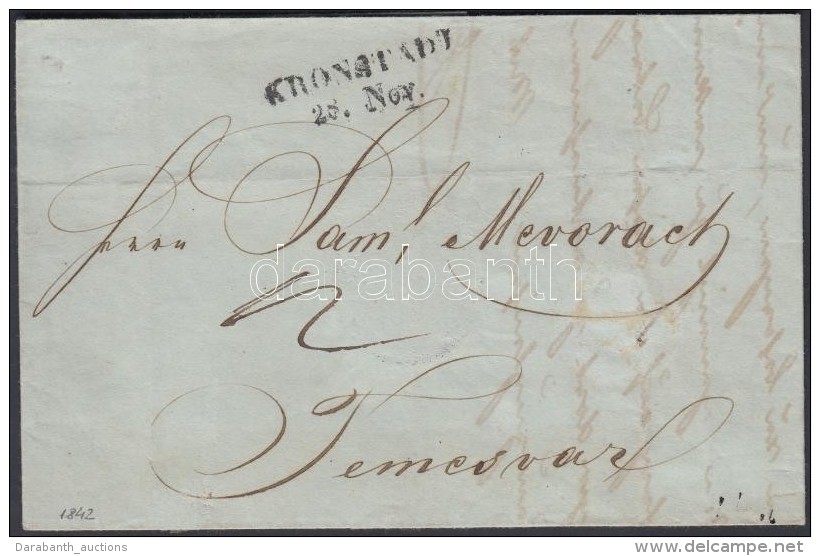 1842 Port&oacute;s Lev&eacute;l Tartalommal / Unpaid Cover With Content 'KRONSTADT' - 'TEMESV&Aacute;R' - Autres & Non Classés