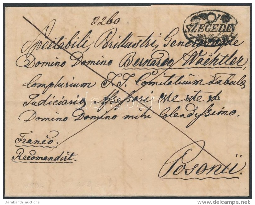 1836 Aj&aacute;nlott Franco / Registered 'SZEGEDIN' - Posonii - Otros & Sin Clasificación