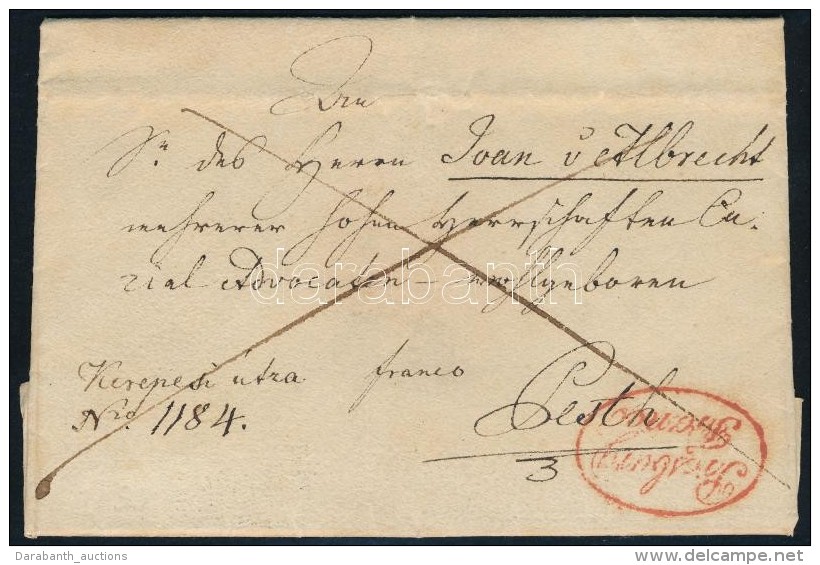 1833 Franco Lev&eacute;l / Cover Piros / Red 'Presburg Franco' - Pesth - Autres & Non Classés