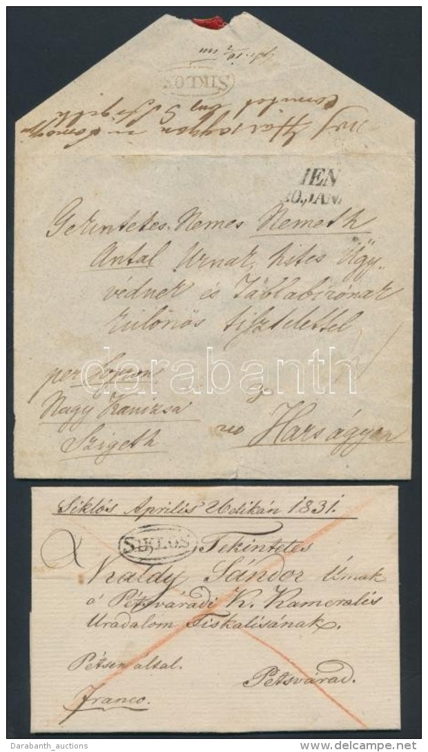 1831-1844 2 Db Lev&eacute;l Klf 'SIKLOS' B&eacute;lyegz&eacute;ssel / 2 Covers With Different 'SIKLOS' Postmarks - Autres & Non Classés