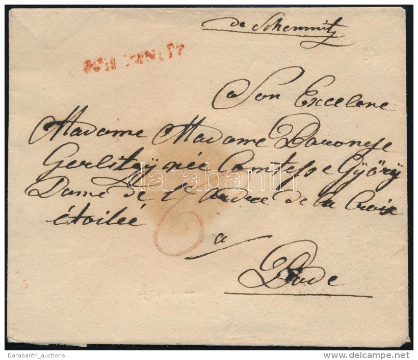 1830 Port&oacute;s Lev&eacute;l, Piros / Unpaid Cover, Red '(SCHEMNITZ)' - Other & Unclassified