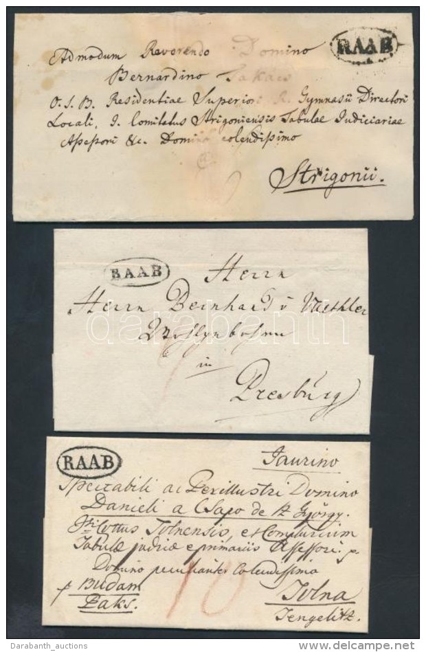 1821-1846 3 Db Port&oacute;s Lev&eacute;l / 3 Unpaid Covers 'RAAB' - Other & Unclassified