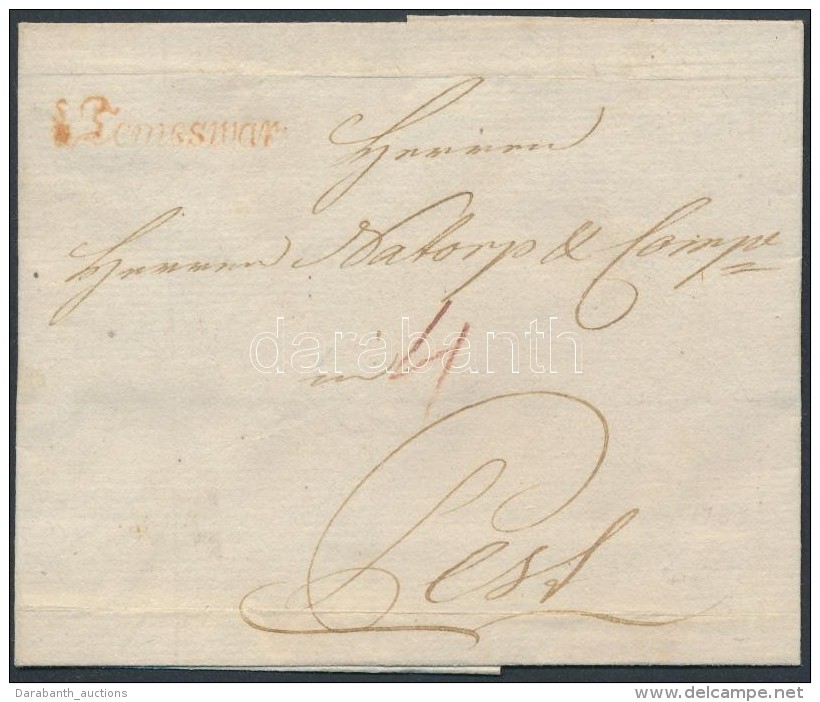 1787 Port&oacute;s Lev&eacute;l / Unpaid Cover, Piros / Red 'v Temeswar' - Pest - Andere & Zonder Classificatie