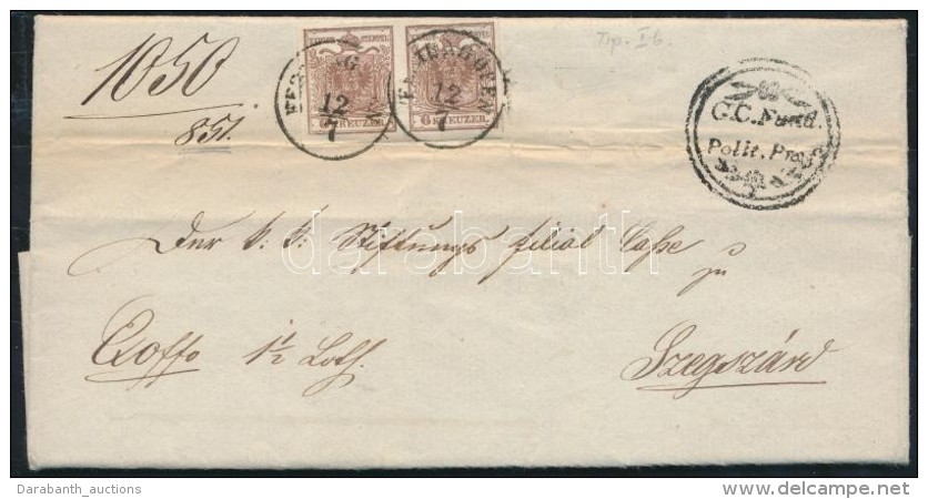 1851 6kr HP Ib P&aacute;r/pair 1 1/2 Latos Ex Offo Lev&eacute;len / On 1 1/2 Lath Ex Offo Cover 'FESTUNG OFEN' -... - Otros & Sin Clasificación