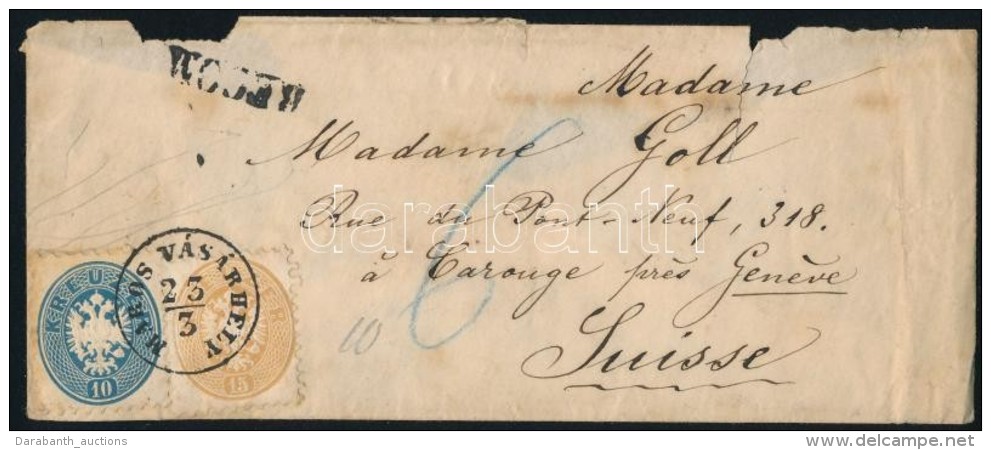 1865 Aj&aacute;nlott Lev&eacute;l 10kr + 15kr B&eacute;rmentes&iacute;t&eacute;ssel / Registered Cover With 10kr +... - Autres & Non Classés