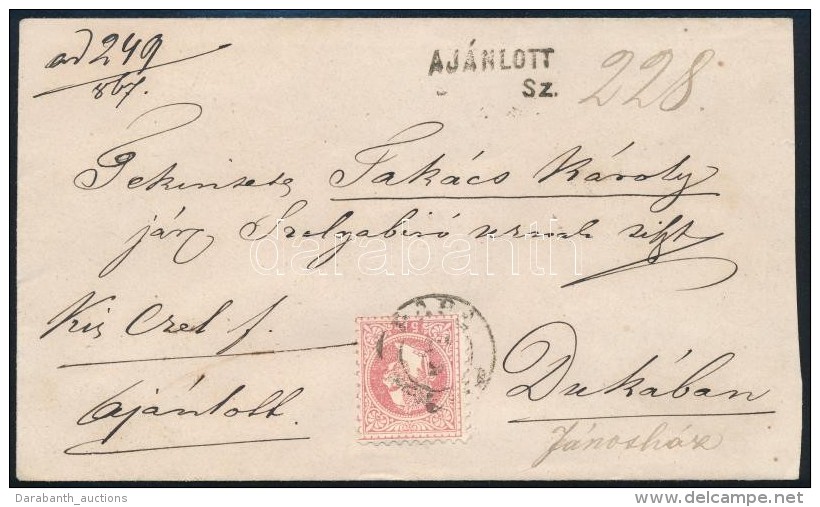 1867 3 X 5kr Aj&aacute;nlott Lev&eacute;len / On Registered Cover 'P&Aacute;PA' - 'S&Aacute;RV&Aacute;R' -... - Otros & Sin Clasificación