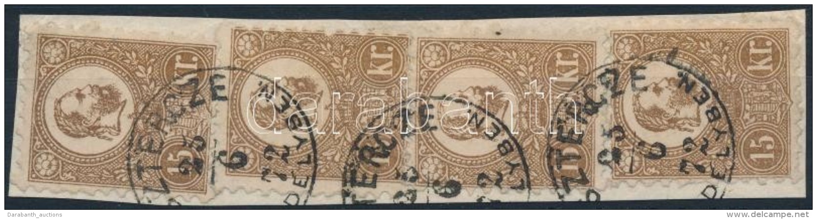 1871 4 Db KÅ‘nyomat 15kr Kiv&aacute;g&aacute;son / 4 X Mi 5 On Cutting. Certificate: Orb&aacute;n - Otros & Sin Clasificación