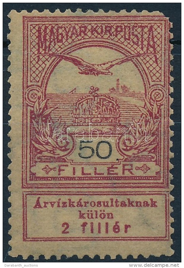 * 1913 Arv&iacute;z 50f K&eacute;k Alapnyomat N&eacute;lk&uuml;l / Mi 140, Blue Burelage Omitted (sarokhi&aacute;ny... - Other & Unclassified