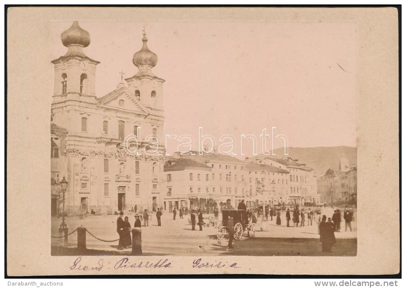 1886 Grand Piazzetta, Gorizia, Olaszorsz&aacute;g, Feliratozott, Kem&eacute;nyh&aacute;t&uacute; Fot&oacute;, 11x16... - Autres & Non Classés