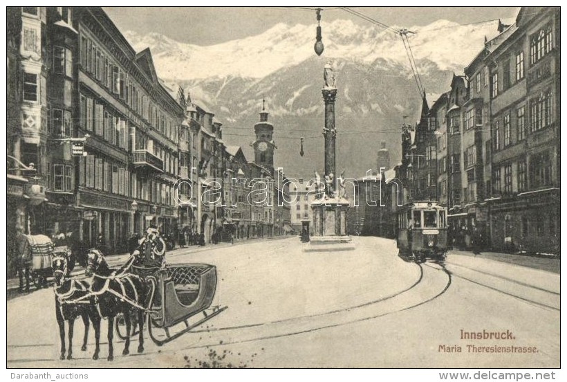 T2 Innsbruck, Maria Theresienstrasse / Winter Street View With Tram And Horse Sled, Montage - Sin Clasificación