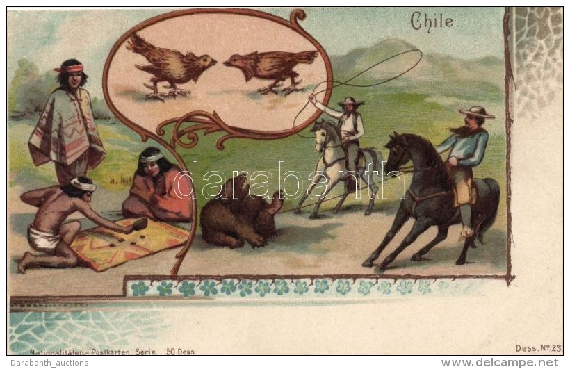 * T1/T2 Chile; Nationalit&auml;ten-Postkarten Serie No. 23. Art Nouveau Litho - Non Classés