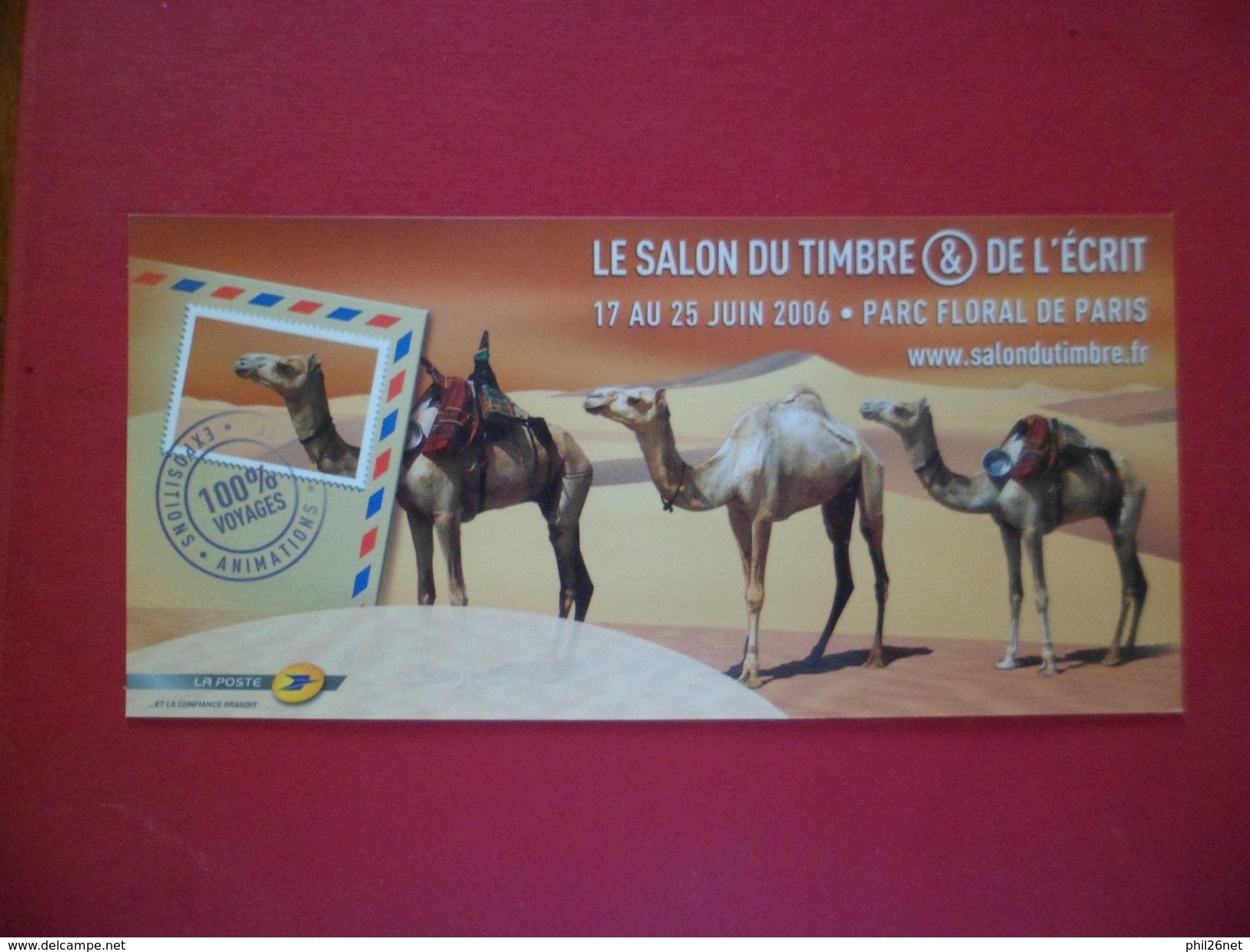 Carte Postale La Poste édit. Dromadaires Salon Du Timbre Et De L'écrit Parc Floral Paris 17 Au 25 Juin 2006 TB - Chevaux