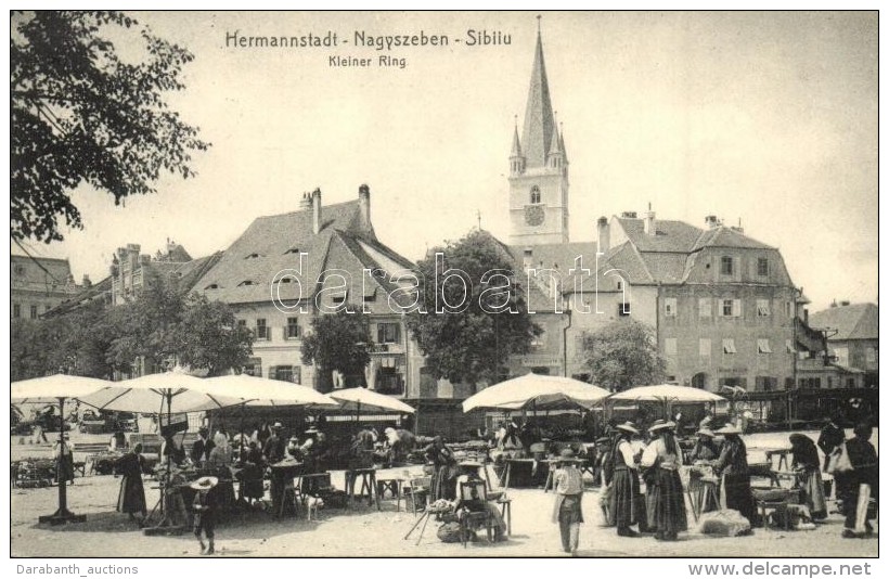 T1/T2 Nagyszeben, Hermannstadt, Sibiu; Kis K&ouml;r&uacute;t, Piac / Kleiner Ring. Verlag Von Georg Meyer / Square,... - Sin Clasificación