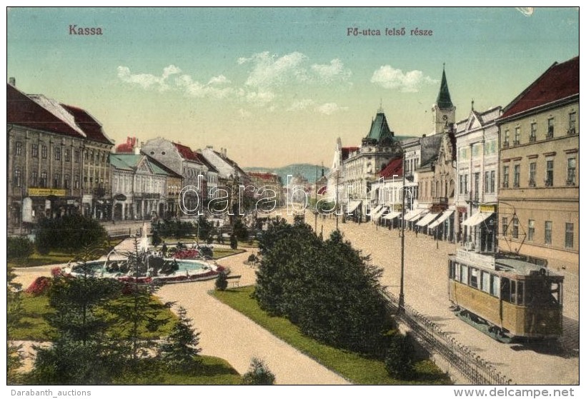 T2/T3 Kassa, Kosice; FÅ‘ Utca FelsÅ‘ R&eacute;sze Villamossal / Main Street With Tram - Non Classés