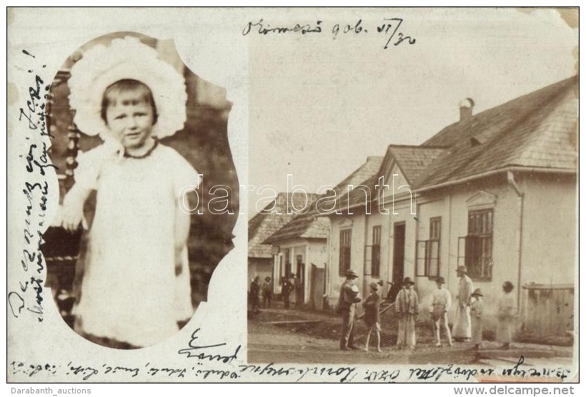 1906 &Ouml;k&ouml;rmezÅ‘, Mizhhirya; Utcak&eacute;p, Kisl&aacute;ny / Street View, Little Girl, Photo (r) - Non Classés