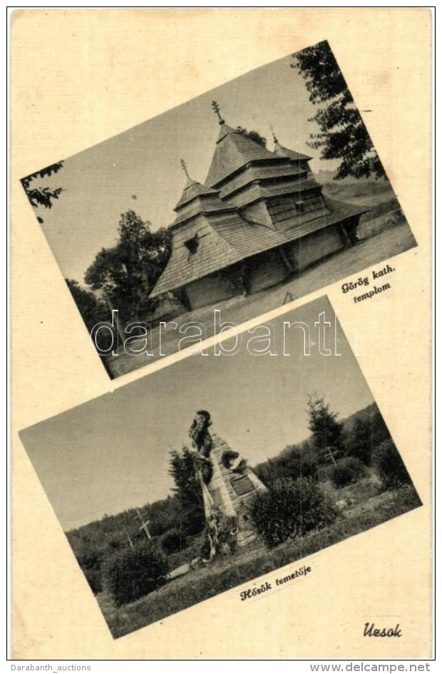 ** T2 Uzsok, Uzhok; G&ouml;r&ouml;g Katolikus Fatemplom, HÅ‘s&ouml;k TemetÅ‘je / Greek Catholic Wooden Church,... - Unclassified