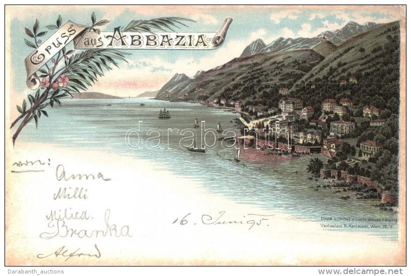 T2 1895 (Vorl&auml;ufer!) Abbazia, Opatija; Louis Glaser, Floral, Litho - Non Classés