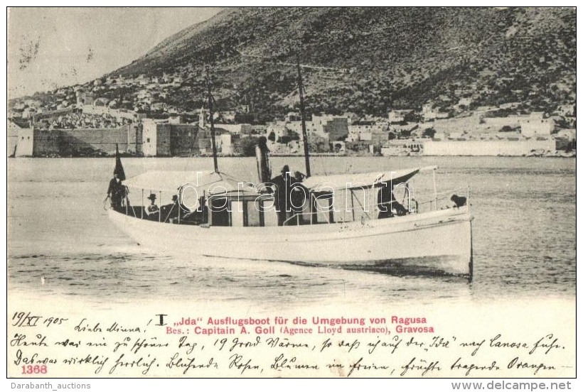 T2/T3 Dubrovnik, Ragusa, Gravosa; 'Ida' Ausflugsboot F&uuml;r Die Umgebung / Excursion Steam Boat (EK) - Sin Clasificación