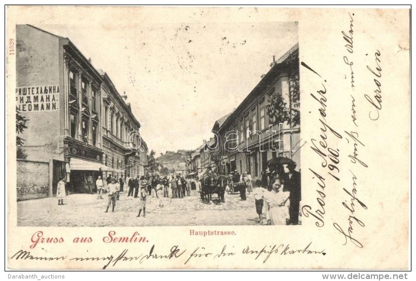 T2/T3 1899 Zimony, Zemun, Semlin; FÅ‘ Utca, Friedmann &uuml;zlete / Hauptstrasse / Main Street With Shops (kis... - Sin Clasificación