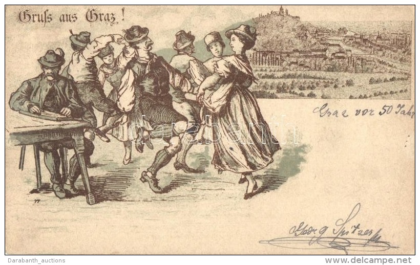 T2/T3 1894 (Vorl&auml;ufer!) Graz, Gruss Aus! / Folklore Greeting Litho Art Postcard  (EK) - Non Classés