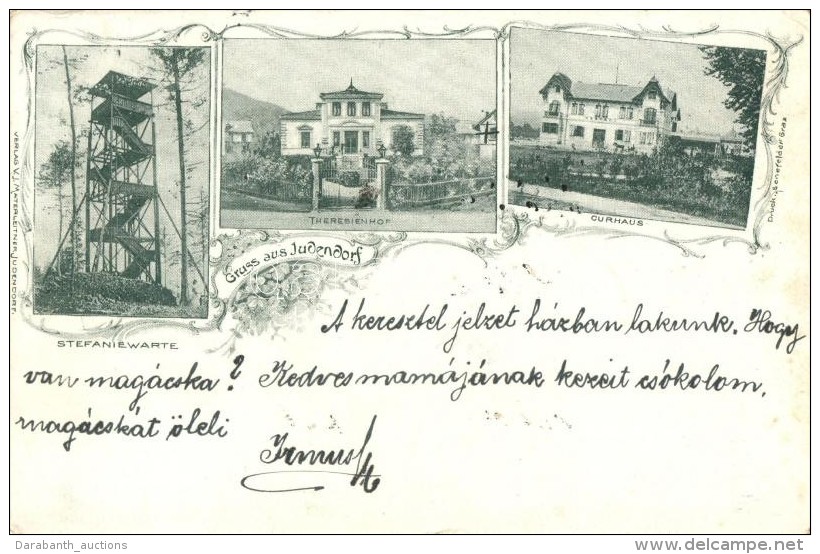 T3 Judendorf, Stefaniewarte, Theresienhof, Curhaus. Verlag V. J. Materleitner / Lookout Tower, Villa, Spa, Floral,... - Non Classés