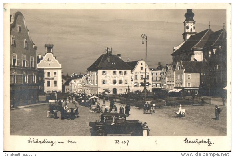 T2 Sch&auml;rding, Stadtplatz, Sparkasse, Post Und Telegrafenamt, Tabak-Hauptverlag / Square, Savings Bank, Post... - Non Classés