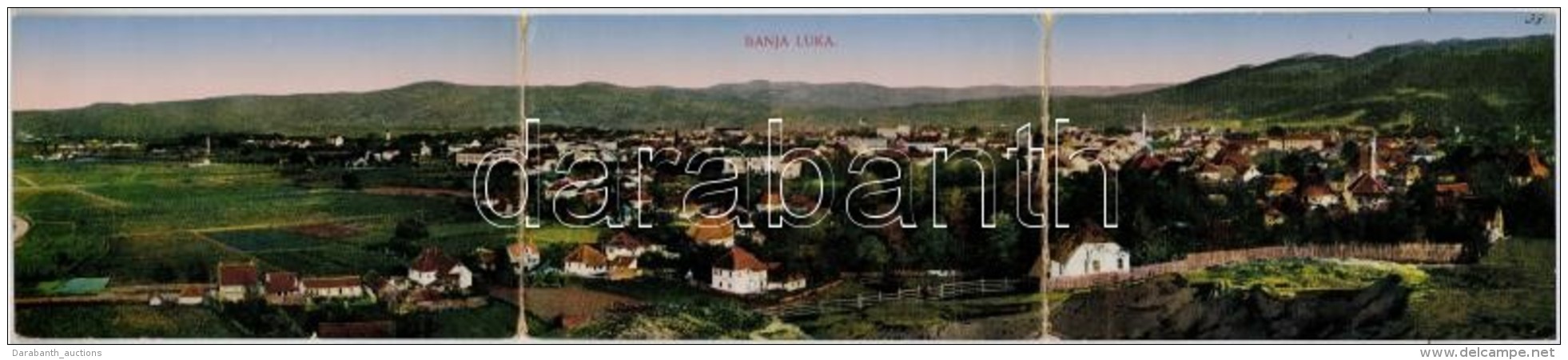 T3 Banja Luka, Banjaluka; Three-tiled Panoramacard + K.u.K. Gebirgs-Brigade-Sanit. Anst. No. 103. (bent Til Broken) - Non Classés