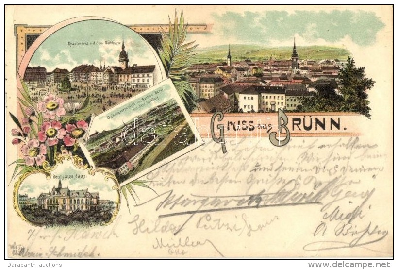 T2/T3 Brno, Br&uuml;nn; Krautmarkt Mit Dem Rathaus, Deutsches Haus, Spielberg / Market Square, Town Hall, German... - Non Classés